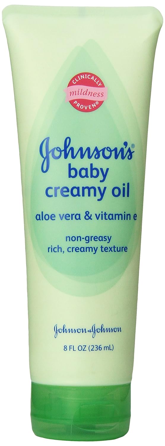 Johnson's Baby Creamy Oil - Aloe Vera & Vitamin E - 8 oz