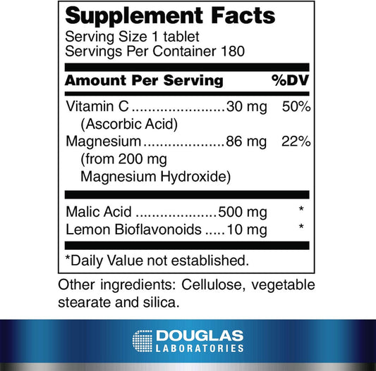 Douglas Laboratories Malic Acid + Magnesium | Supports The Healthy Structure And Function Of The Immune And Skeletal Systems | 180 Tablets