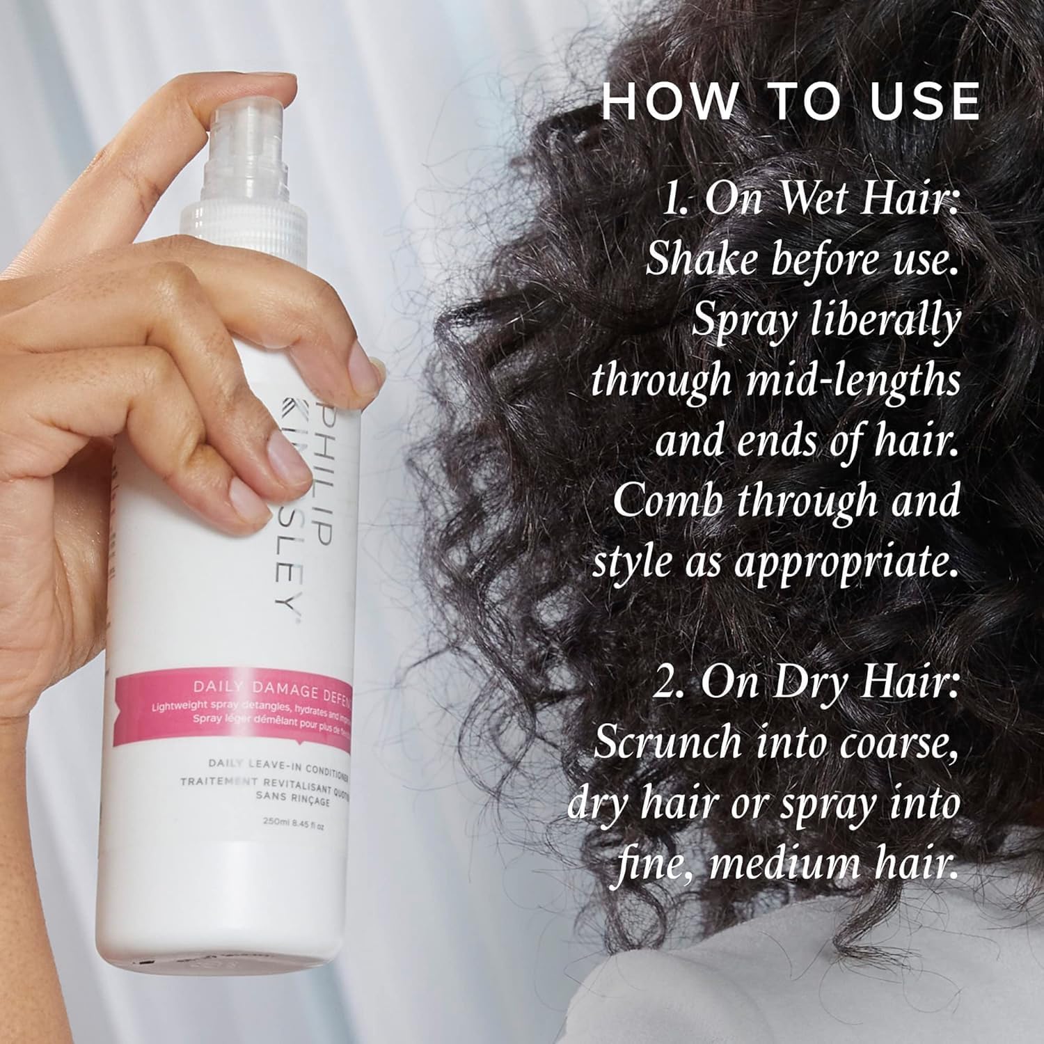 Philip Kingsley | Daily Damage Defence Leave-In Conditioner Spray | Heat Protectant, Conditioning, Hair Detangler Spray | Hydrates, Detangles, Boosts, Shine Frizz-Control | 250 ml : Amazon.co.uk: Beauty