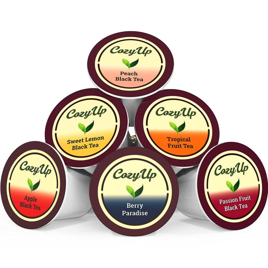 Cozy Up Sweet 6 Flavor Variety Fruit Tea Sampler Pack Compatible With Keurig K-Cup Brewers, 36 Count