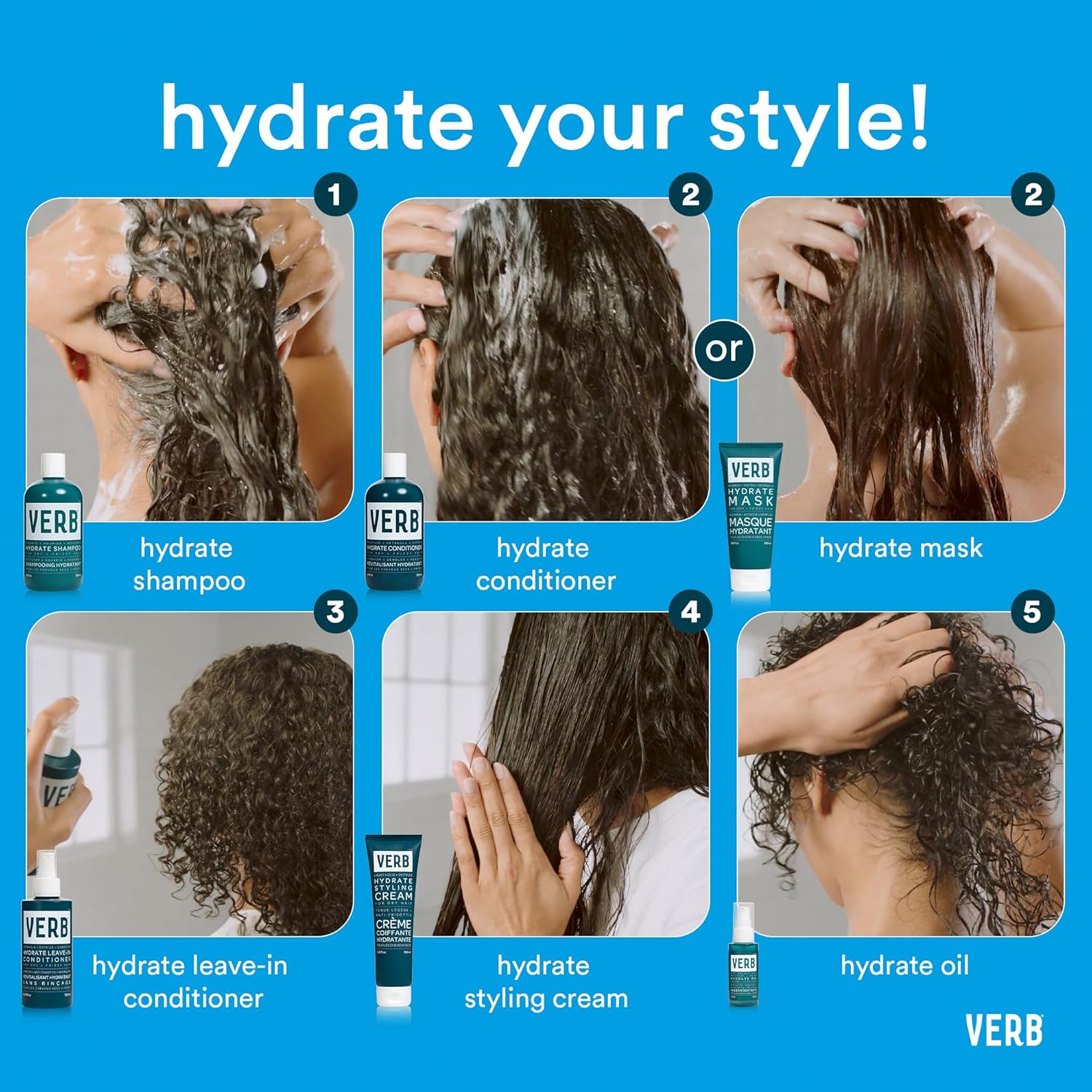 Verb® Hi Hydration Kit with Luxurious Formulas for Hydrated Hairstyles, Great for Dry, Frizzy Hair, 3pc : Beauty & Personal Care