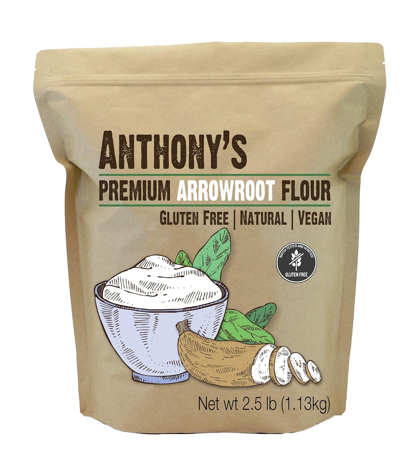 Anthony'S Premium Arrowroot Flour Powder, 2.5 Lb, Gluten Free, Non Gmo, Cornstarch Alternative