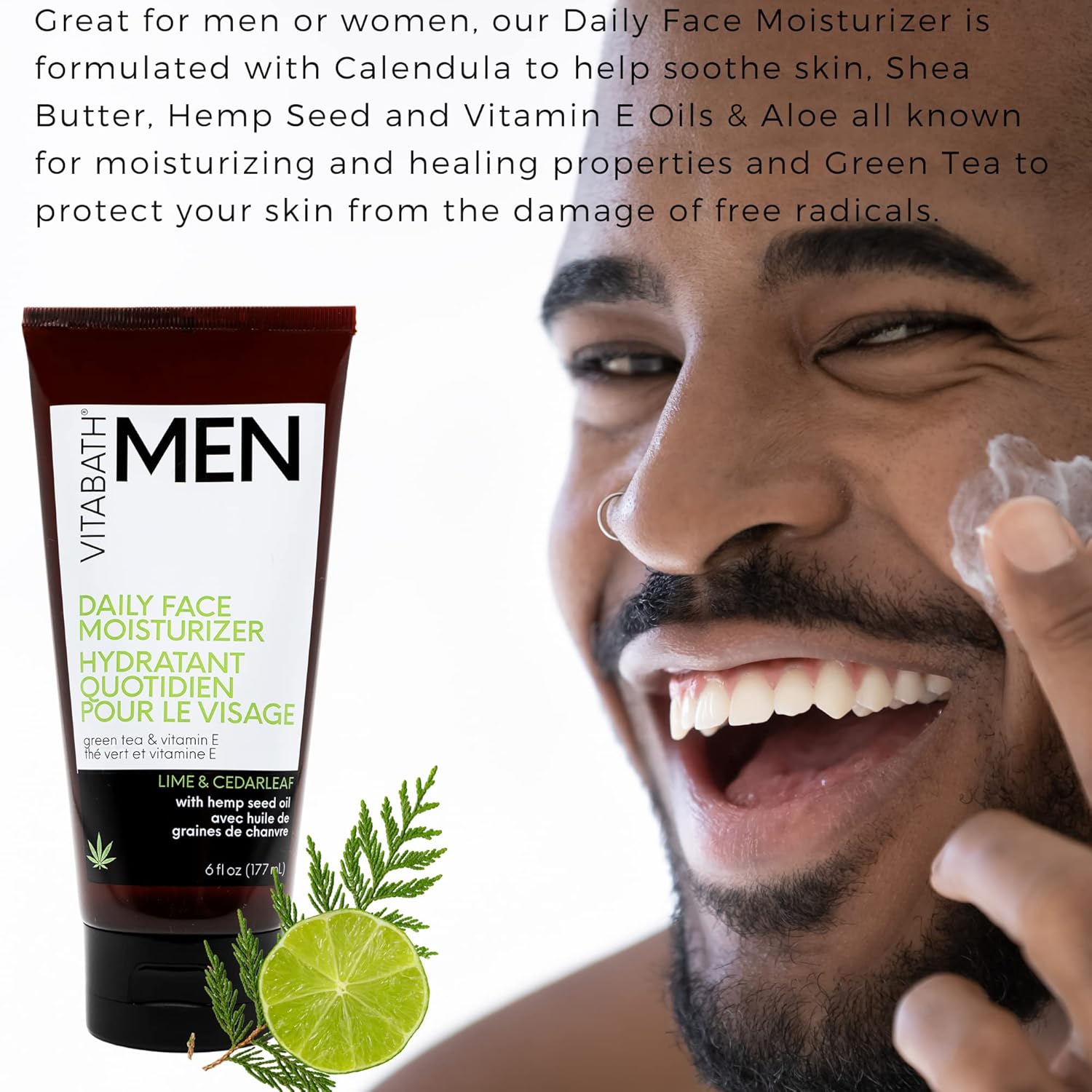 Vitabath Men'S Reviving Face Cream Moisturizer - Hydrating Moisturizing Skincare For Him Helps Replenish Dry Skin & Reduce The Look Of Wrinkles, Bags, Fine Lines - Lime & Cedarleaf - 6 Fl Oz : Beauty & Personal Care