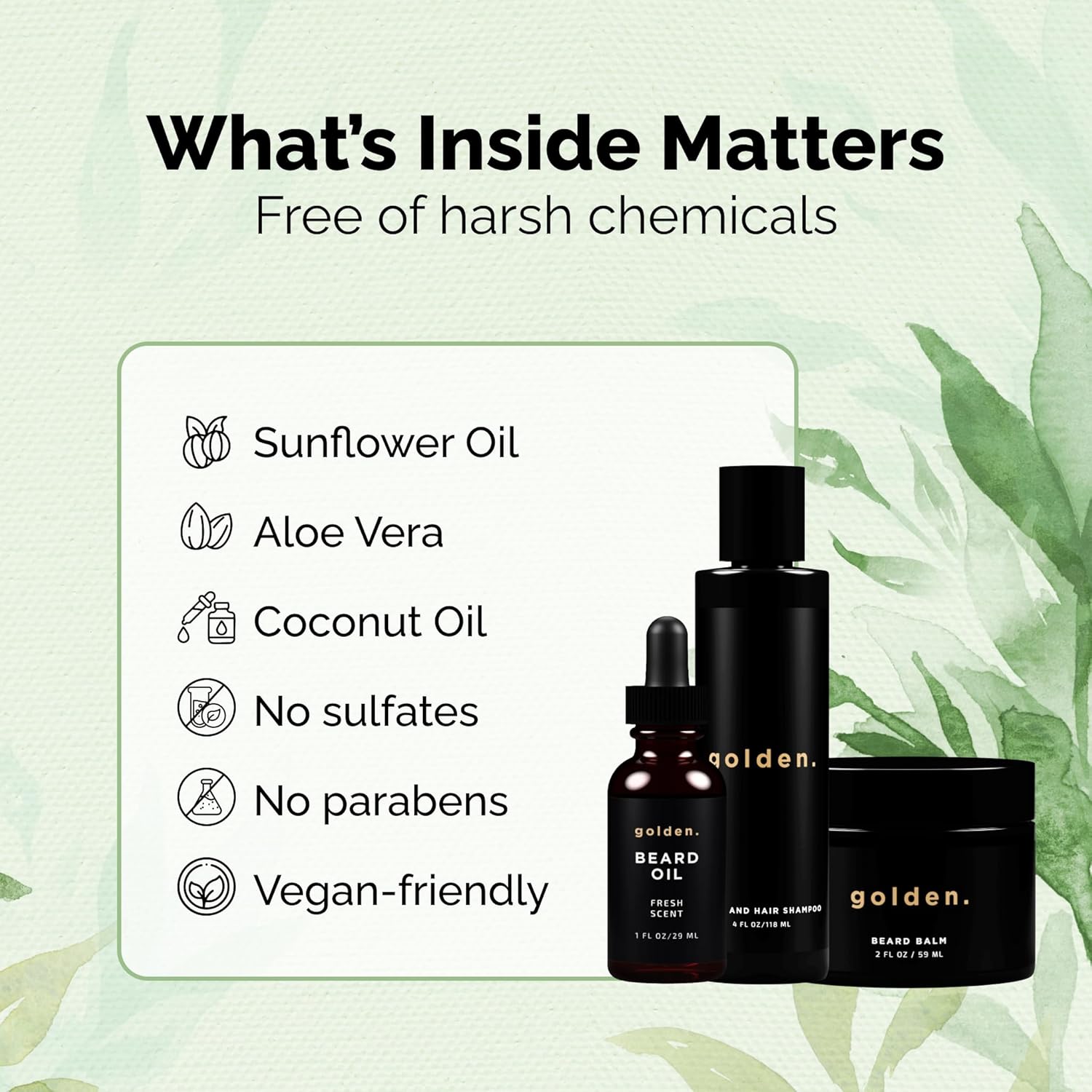 Golden Grooming Co. Everyday Beard Bundle – Complete Beard Care Set | Includes Beard Oil, Balm & Shampoo (Xl, Spicy Grove) : Beauty & Personal Care