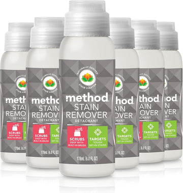 Method Stain Remover, Fragrance Free, Built-in Brush & Plant-Based Formula Combine to Target Set-in Stains, 6 FL Oz, (Pack of 9)