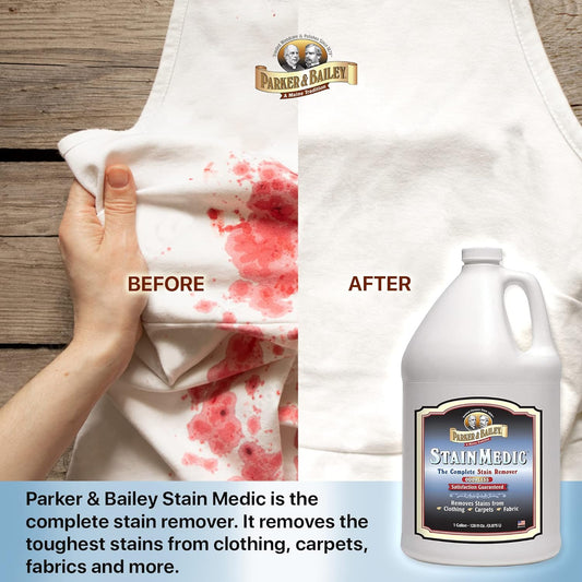 Parker & Bailey Liquid Stain Remover - Instant Stain Removal on Laundry Clothing Fabric Ink Grease Blood Grass Coffee Wine Food Carpet Upholstery Spot Cleaner Odor Free Detergent Booster - Gallon