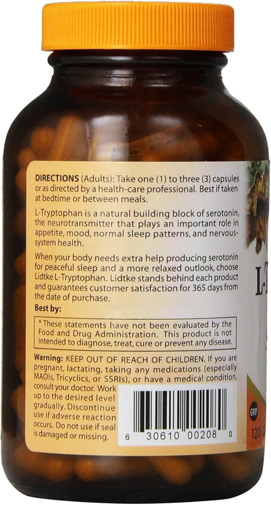 Lidtke Technologies L-Tryptophan Capsules, 120 Count