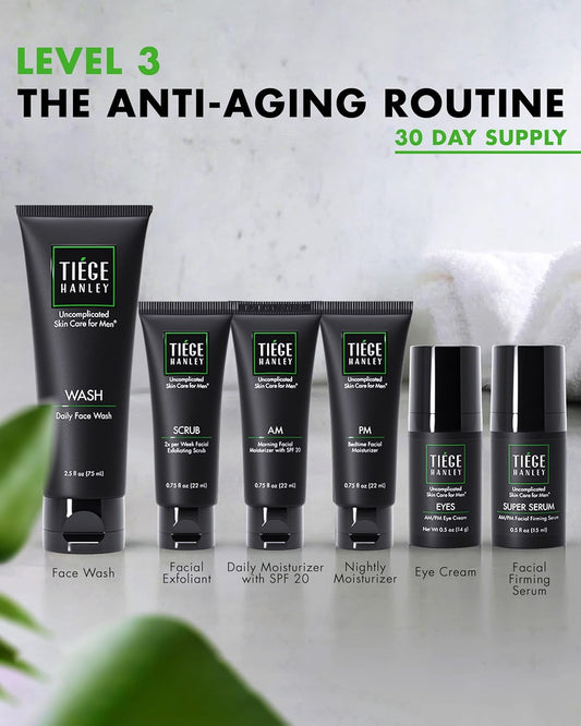 Tiege Hanley Mens Skin Care Set, Anti-Aging Skin Care Routine For Men (System Level 3) - Men'S Skincare Set For Fines Lines Includes Face Wash, Scrub, Moisturizer, Eye Cream, & Face Serum