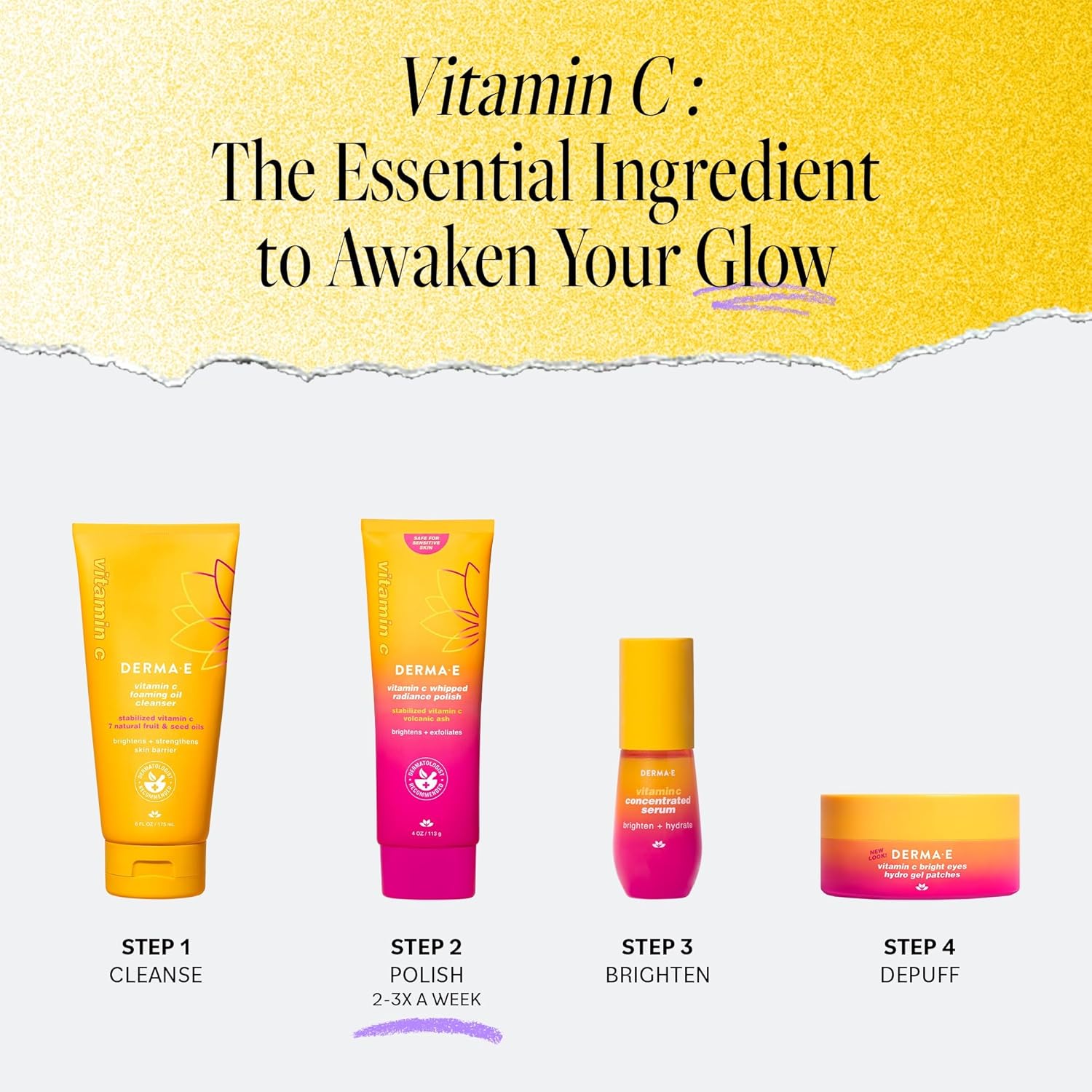 Derma E Face Exfoliator, Vitamin C Whipped Radiance Polish, 4 Oz, Stabilized Vitamin C & Dual-Action Exfoliation To Help Brighten, Exfoliate & Protect Skin Barrier, Gentle Skin Care : Beauty & Personal Care