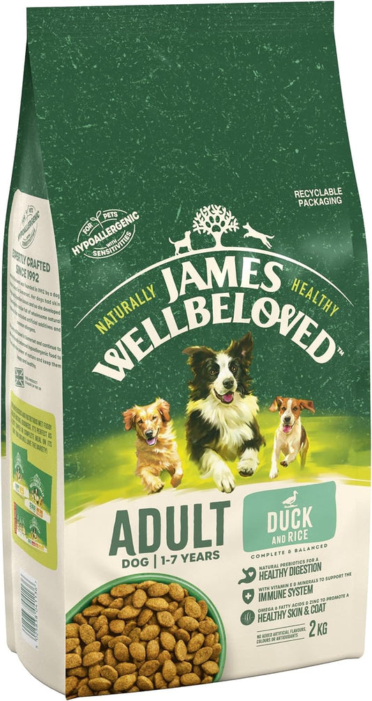 James Wellbeloved Adult Duck & Rice 2 kg Bag, Hypoallergenic Dry Dog Food?02JWAD21