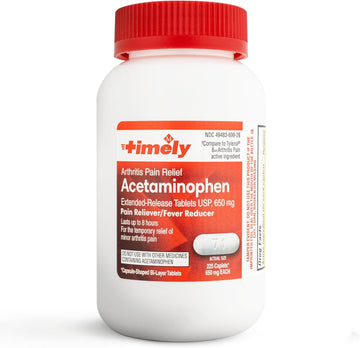 TIME-CAP LABS, INC. Timely Acetaminophen 650 MG - 225 Caplets - Extended Release - Compared to Tylenol 8 HR Arthritis Pain Active Ingredient - Joint Pain Relief, Pain Reliever & Arthritis Pain Relief