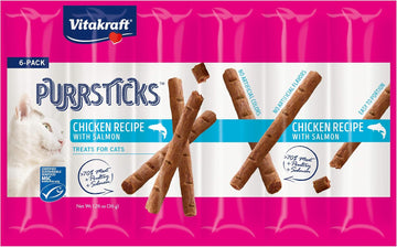 Vitakraft Purrsticks Meaty Cat Sticks - Chicken With Salmon - Segmented And Breakable Meatstick - Deliciously Tender