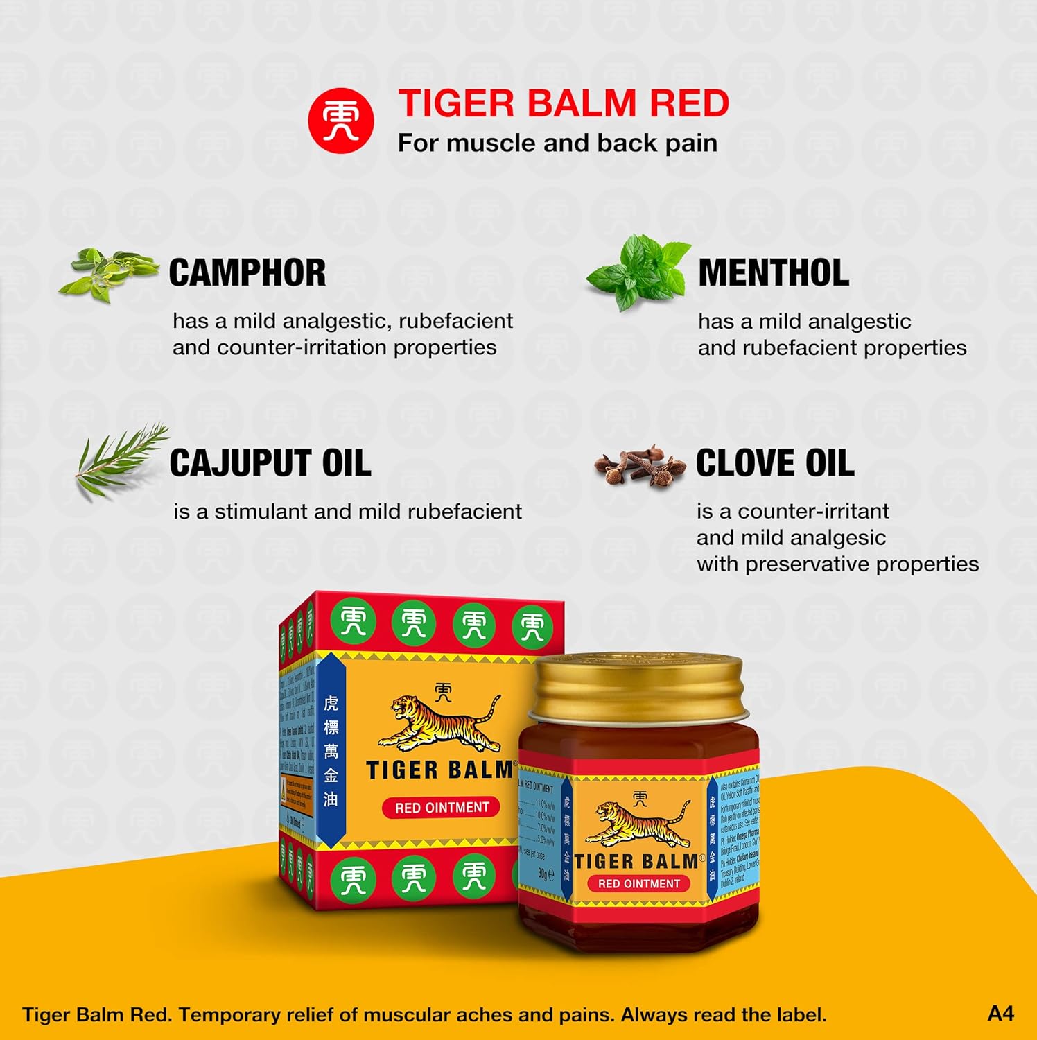 Tiger Balm Red Ointment, Temporary Relief from Minor Muscular Aches and Pains, 30 g (Pack of 1) : Amazon.co.uk: Beauty