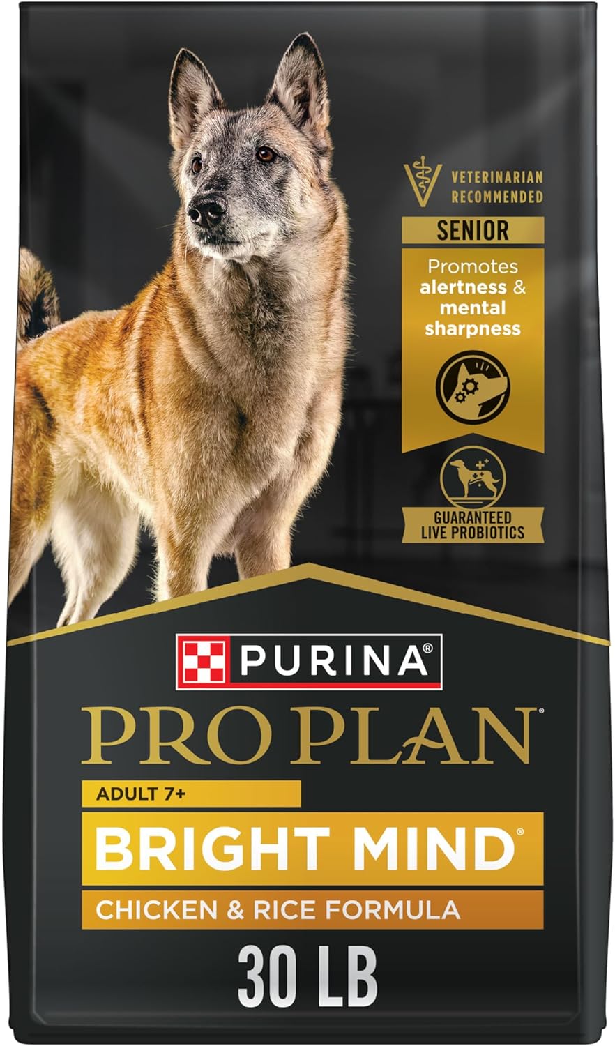 Purina Pro Plan Senior Dog Food With Probiotics for Dogs, Bright Mind 7+ Chicken & Rice Formula - 30 lb. Bag
