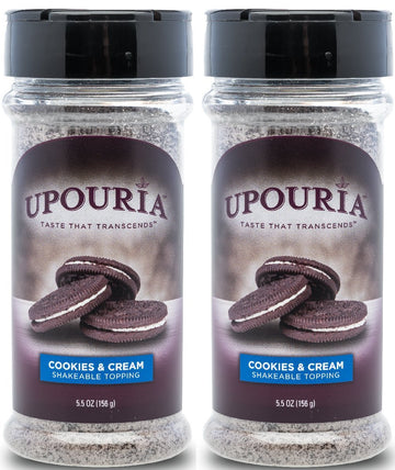 Upouria Cookies & Cream Shakeable Hot Cocoa and Coffee Topping 5.5 Ounce - (Pack of 2)