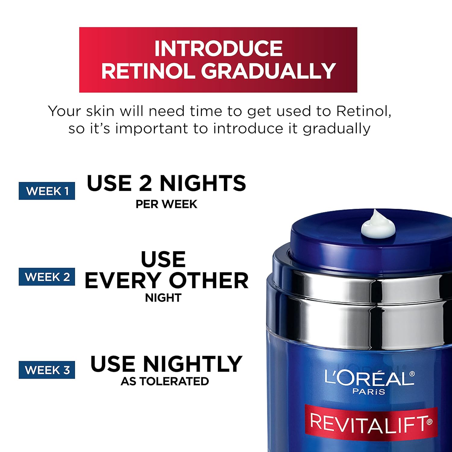 L'Oreal Paris Revitalift Pressed Night Cream, Retinol + Niacinamide, Reduces Wrinkles, Fragrance Free, 1.7 Oz + Serum Sample : Beauty & Personal Care