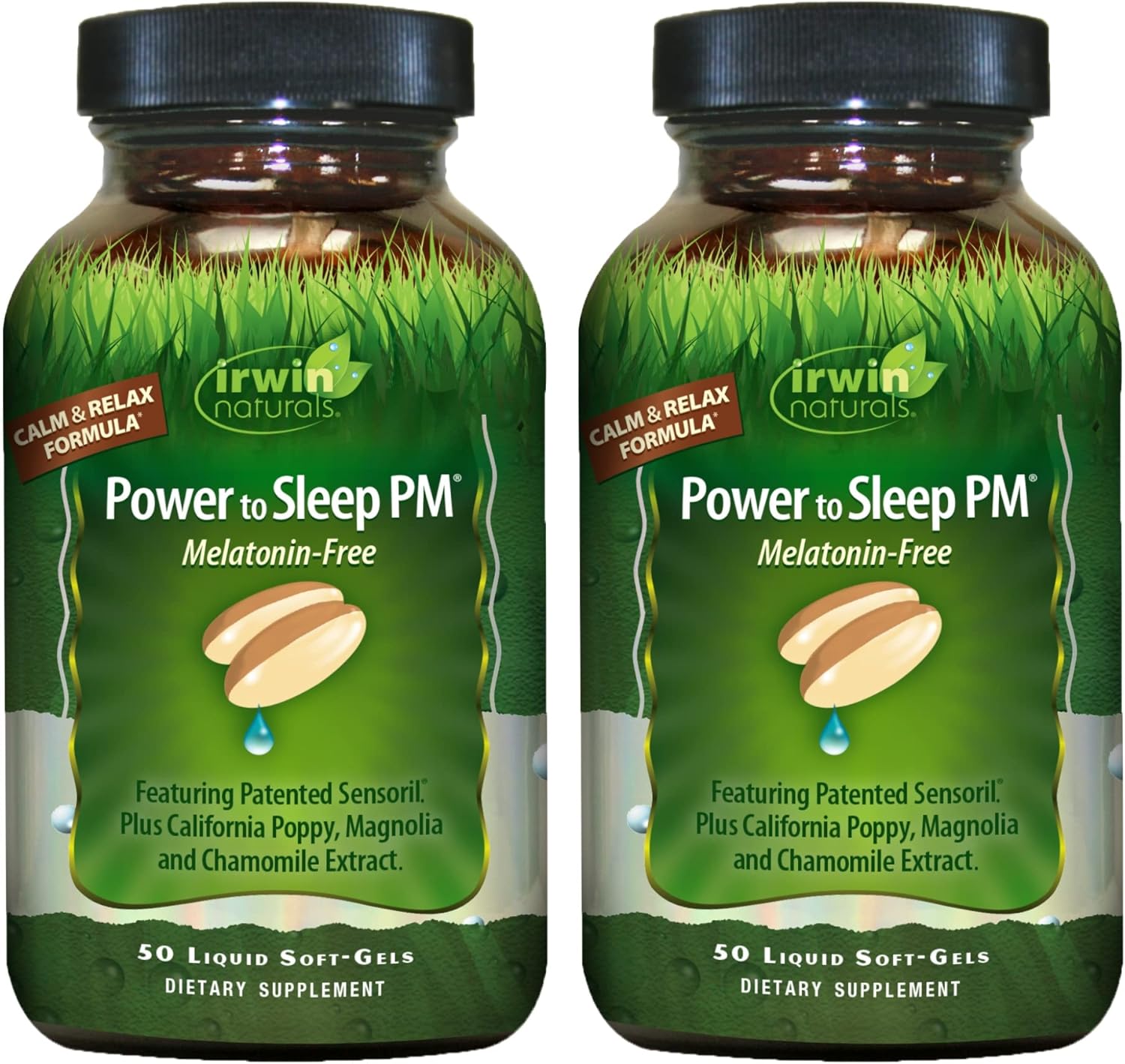 Irwin Naturals Pm Power Melatonin-Free - 50 Liquid Soft-Gels, Pack Of 2 - Blend Of Sensoril, Magnolia, Chamomile & More