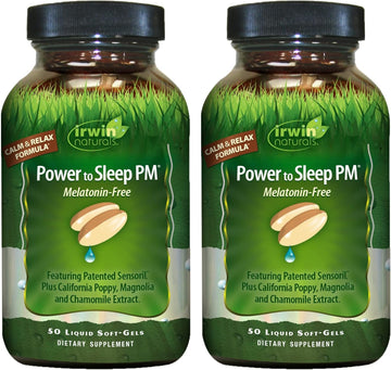 Irwin Naturals Pm Power Melatonin-Free - 50 Liquid Soft-Gels, Pack Of 2 - Blend Of Sensoril, Magnolia, Chamomile & More