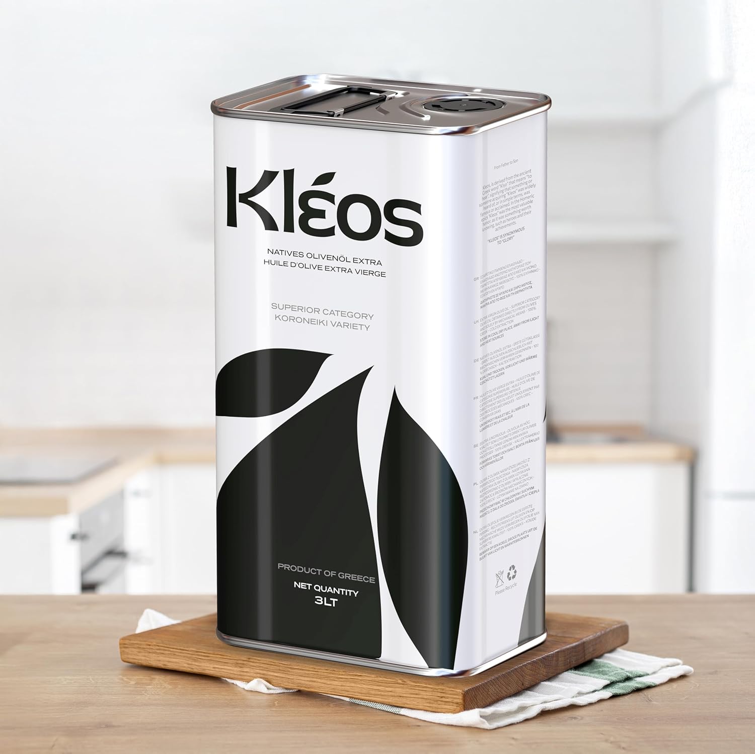 Kleos Extra Virgin Olive Oil 3L – New Harvest 2024/25 – Cold-Pressed Greek Olive Oil From Koroneiki Olives – Premium Quality