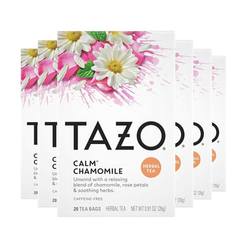 Tazo Calm Chamomile Herbal Tea Bags, Caffeine-Free Blend, 20 Tea Bags, 6 Count