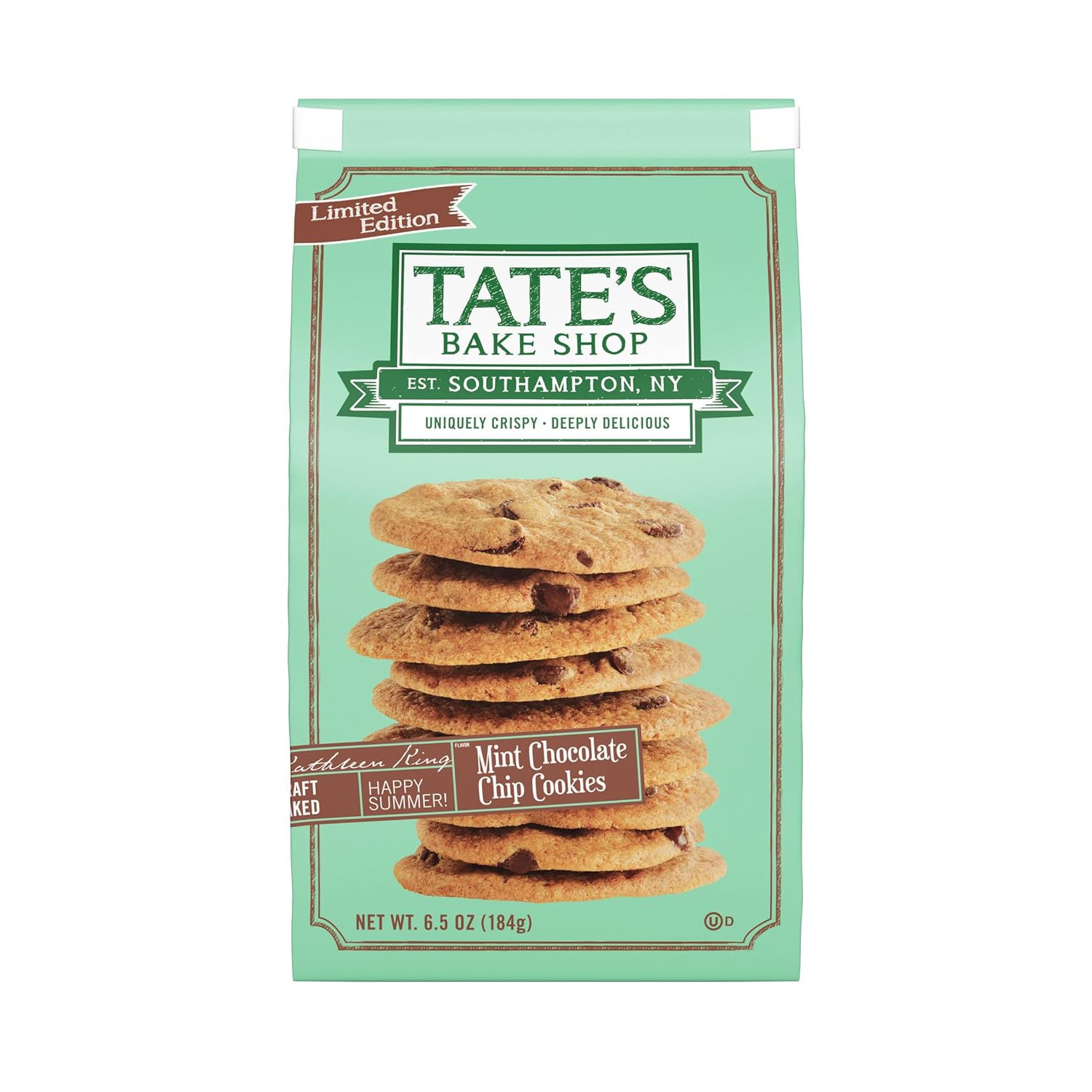 Tate'S Bake Shop Mint Chocolate Chip Cookies, Limited Edition, 6.5 Oz