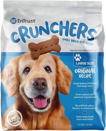 Blue Seal Entrust Crunchers Dog Treats For Dogs | Premium Ingredients | Treat Size Large| Original Recipe | 3.5 Pound Bag