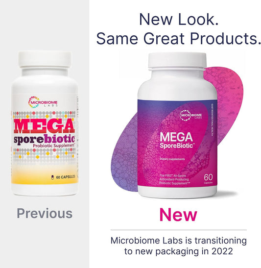 Microbiome Labs Skin Support Bundle - Sereneskin Clear Skin Probiotic Supplement Shown To Help Reduce Fine Lines (30 Capsules) - Megapre Prebiotic Powder For Gut Health (2.1Oz)