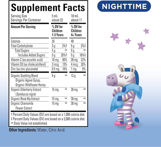 Hyland'S Kids Nighttime Organic Cough Syrup & Immune Support With Agave, Elderberry & Pomegranate - Soothes Cough And Cold, & Supports Immunity - 4 Fl. Oz