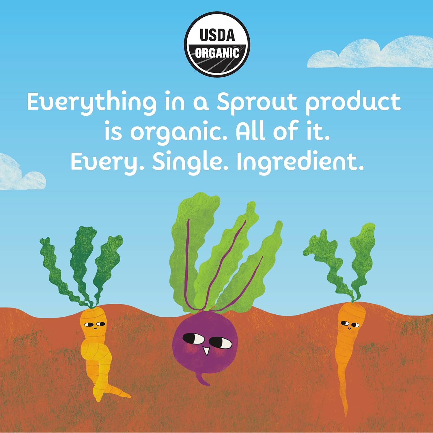 Sprout Organics Baby Food, Root Veg & Beef, Creamy Veg & Chicken, Plant-Based Chickpea Protein Pack, 8+ Months, 4 Oz Purees (Pack Of 18)