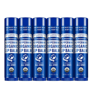 Dr. Bronner'S - Organic Lip Balm (Peppermint, 0.15 Ounce, 6-Pack) - Made With Organic Beeswax And Avocado Oil, For Dry Lips, Hands, Chin Or Cheeks, Jojoba Oil For Added Moisture, Cooling And Hydrating