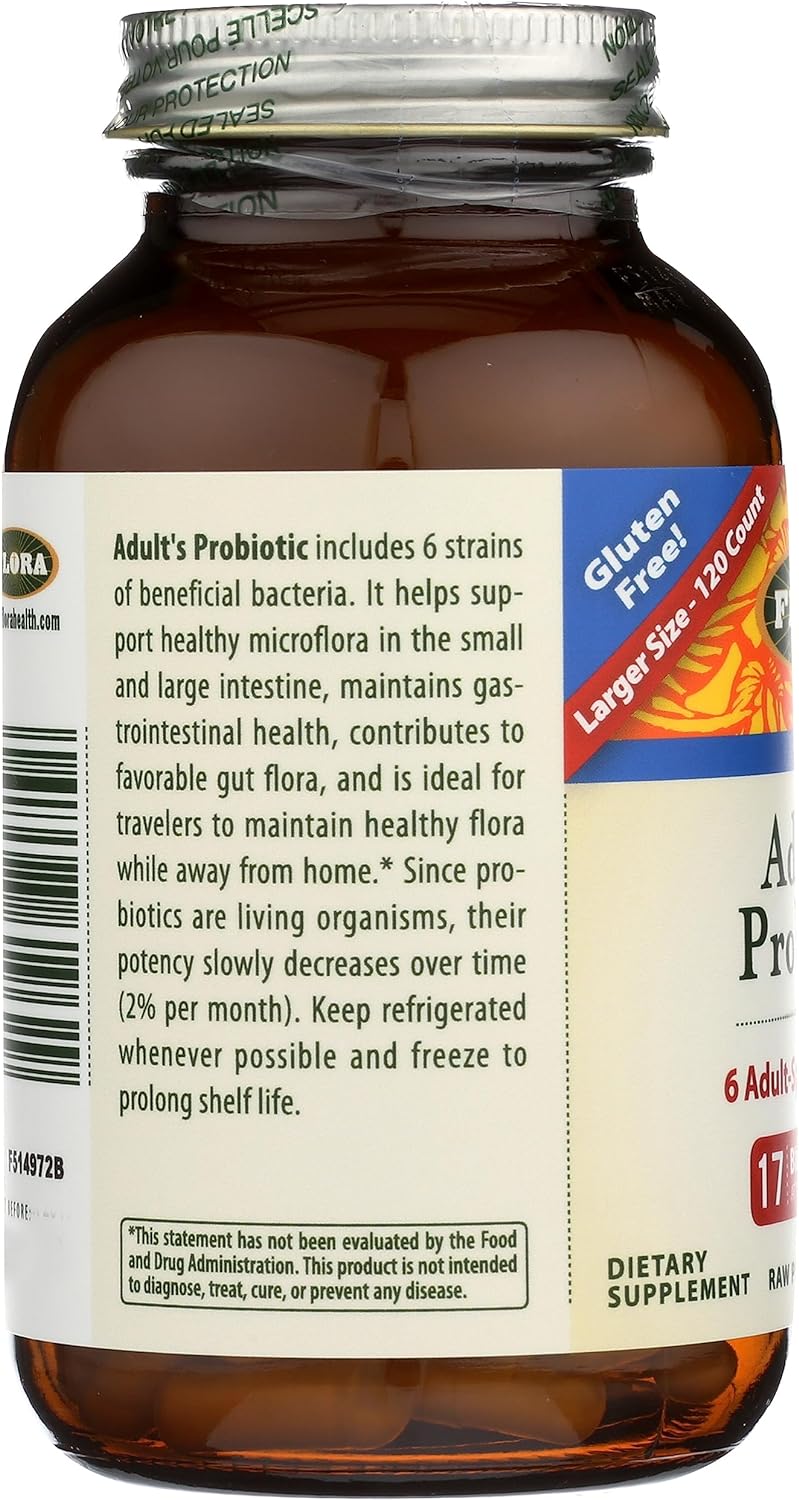 Flora - Adult's Probiotic Blend, Six Adult-Specific Strains, Gluten Free, Raw Probiotic with 17 Billion Cells, 120 Vegetarian Capsules : Health & Household