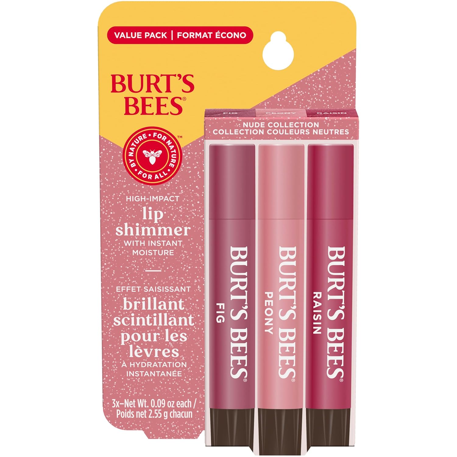 Burt'S Bees Shimmer Lip Tint, Tinted Lip Balm Stick, Moisturizing For All Day Hydration With Natural Glowy Pigmented Finish & Buildable Color, Fig, 1 Tube, 0.09 Oz