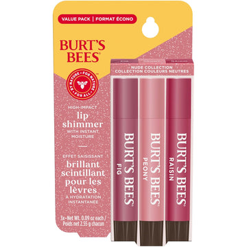 Burt'S Bees Shimmer Lip Tint, Tinted Lip Balm Stick, Moisturizing For All Day Hydration With Natural Glowy Pigmented Finish & Buildable Color, Fig, 1 Tube, 0.09 Oz