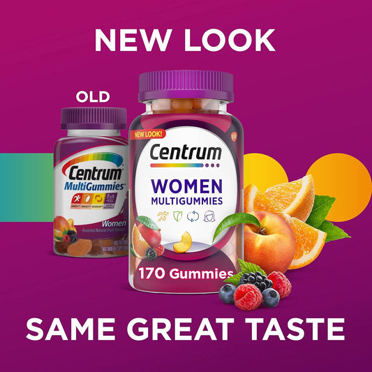Centrum MultiGummies Gummy Multivitamin for Women, Multivitamin/Multimineral Supplement with Vitamin D3, B Vitamins and Antioxidants, Assorted Fruit avor - 170 Count