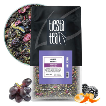 Tiesta Tea - Grape Escape - Juicy Grape Herbal Tea - Loose Leaf Tea Blend - Non Caffeinated Fruit Tea - Make Hot Or Iced Tea Up To 200 Cups - 16 Oz Resealable Bulk Bag