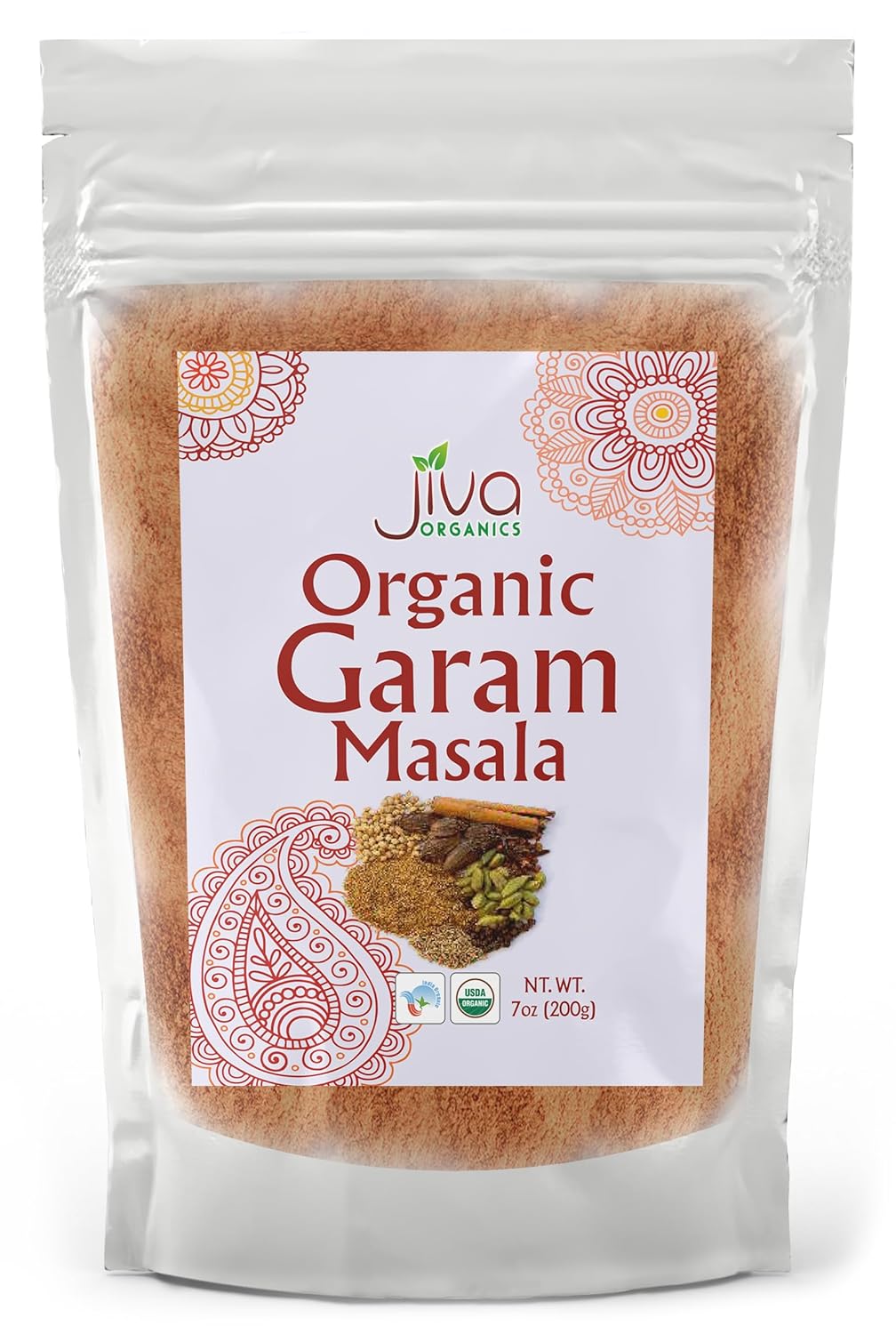 Jiva Organics Organic Garam Masala Powder 7 Ounce - NON-GMO, Salt Free, Premium Indian Spice Blend