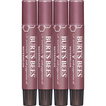 Burt'S Bees Shimmer Lip Tint Easter Basket Stuffers, Tinted Lip Balm Stick, Moisturizing For All Day Hydration With Natural Origin Glowy Pigmented Finish & Buildable Color, Watermelon (4-Pack)