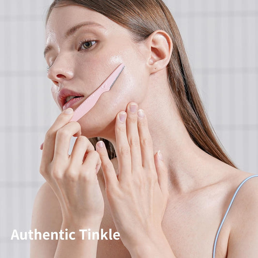 Tinkle Ultimate Dermaplaning Tool: 6 Razors, Precision Dermaplane, Eyebrow & Facial Razor For Peach Fuzz Removal & Exfoliation, Stainless Steel Safety Cover
