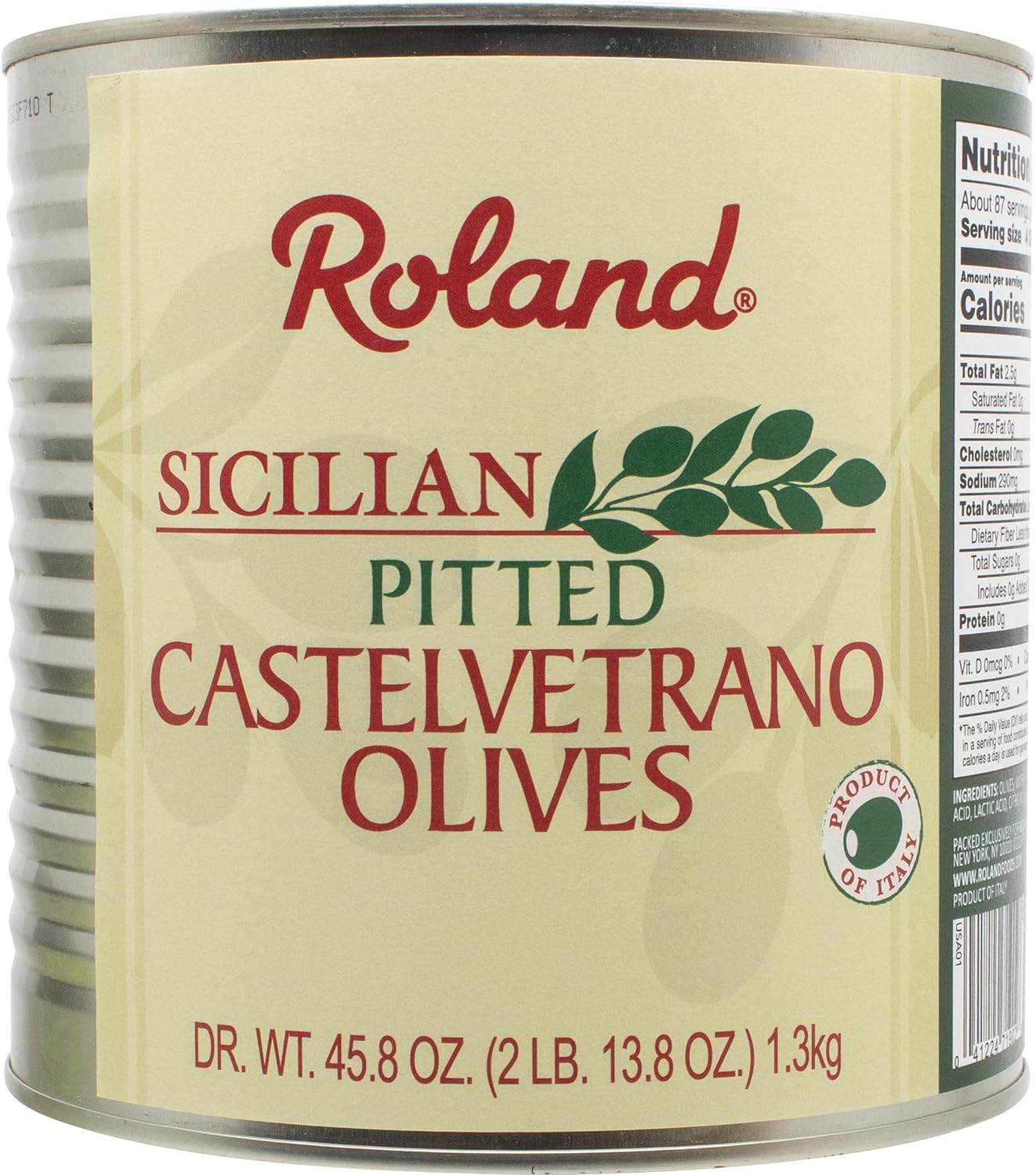 Roland Foods Castelvetrano Pitted Olives, Specialty Imported Food, 2 Lb 13.8 Oz Can