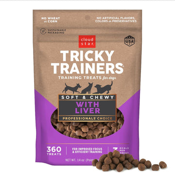 Cloud Star Tricky Trainers Soft & Chewy Dog Training Treats 14 Oz Pouch, Liver Flavor, Low Calorie Behavior Aid With 360 Treats