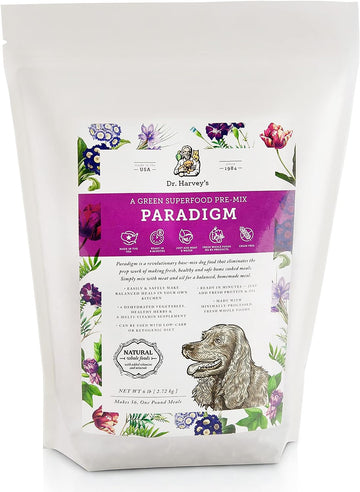Dr. Harvey's Paradigm Green Superfood Dog Food, Human Grade Dehydrated Grain Free Base Mix for Dogs, Diabetic Low Carb Ketogenic Diet (6 Pounds)
