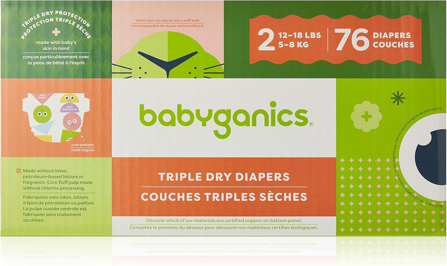 Babyganics Diapers, Size 2, 76 Ct, Ultra Absorbent Diapers