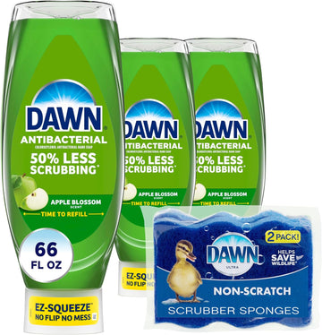 Dawn Ultra Anti-Bacterial Ez-Squeeze Hand Soap, Apple Blossom, 3X22 Fl Oz (Packaging May Vary)