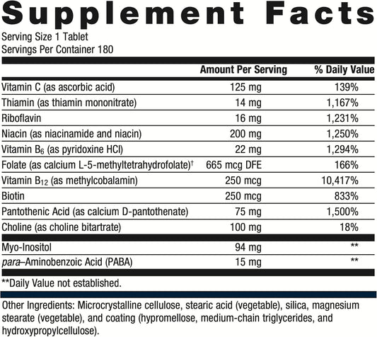 Metagenics Glycogenics - B Vitamin Complex - Energy Support & Healthy Stress Response* - With Vitamin B6 & B12 - Vegetarian & Gluten-Free - 180 Count