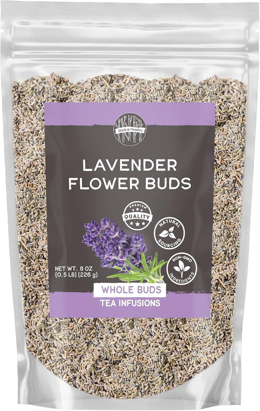 Birch & Meadow Dried Chamomile & Lavender Flower Bundle, 8 Ounces Each, Whole And Dried, Warm Teas, Cooking & Baking