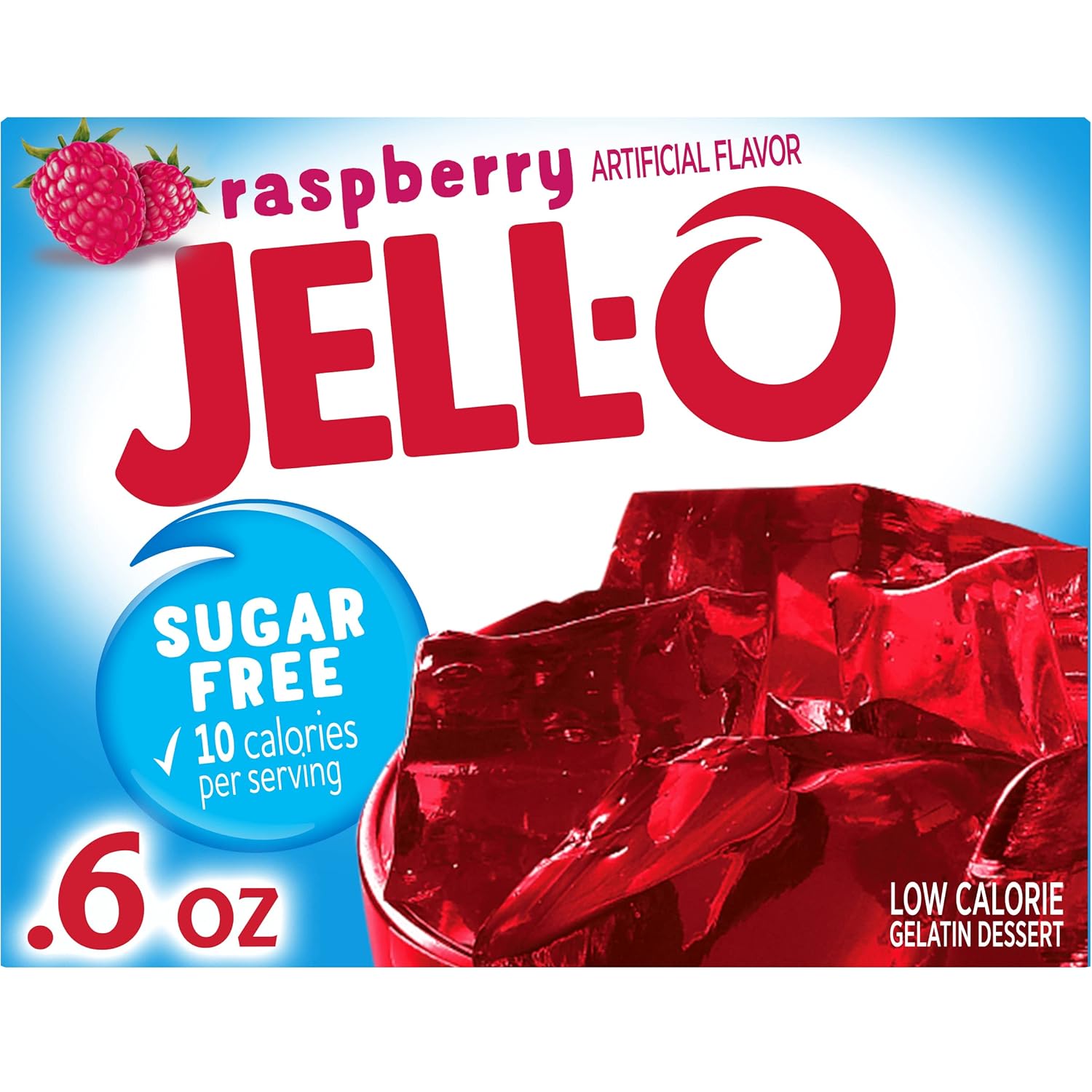 Jell-O Raspberry Sugar Free Gelatin, 0.6 Ounce (Pack Of 24)