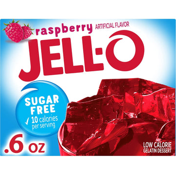 Jell-O Raspberry Sugar Free Gelatin, 0.6 Ounce (Pack Of 24)