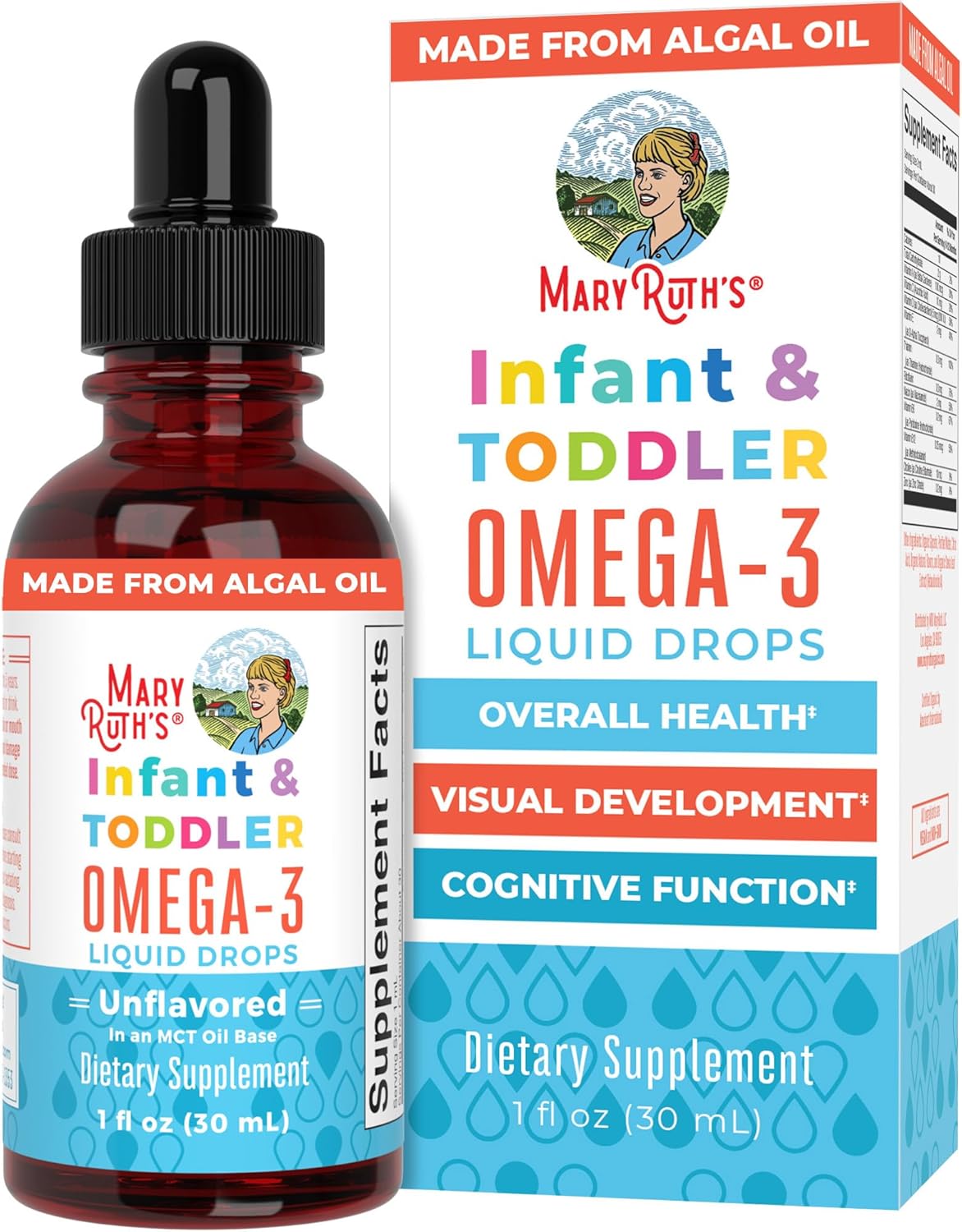 Maryruth Organics Infant And Toddler Omega-3 Liquid Drops By | 200Mg Dha And 2Mg Epa Per Serving | Overall Wellness And Healthy Development | Unflavored | 1 Fl Oz