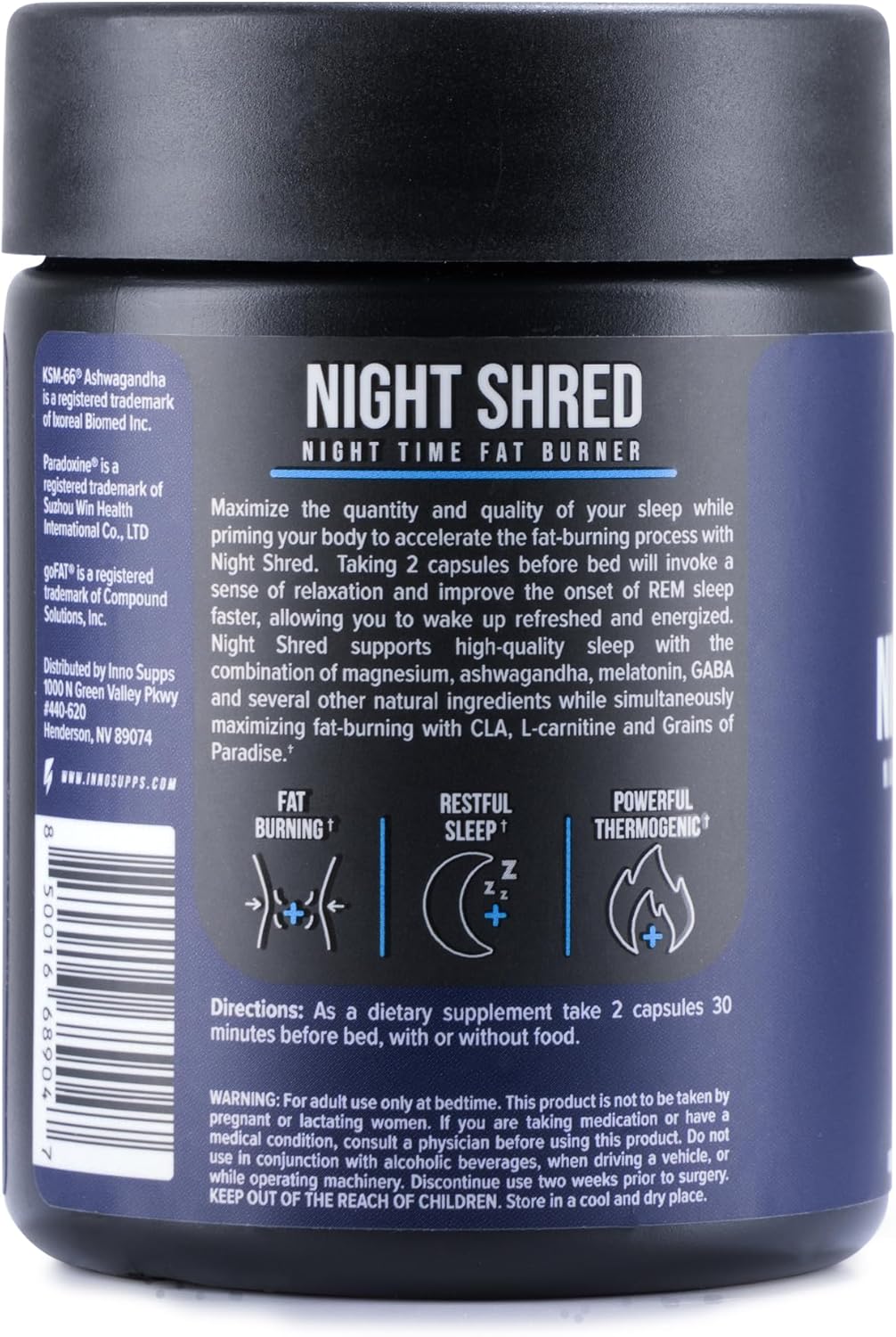 Night Shred Fat Burner and Natural Sleep Support | Ashwaganda, 5-HTP, CLA, Melatonin | Appetite Suppressant | Weight Loss Support Nighttime Fat Burning (60 Vegetarian Capsules) : Health & Household