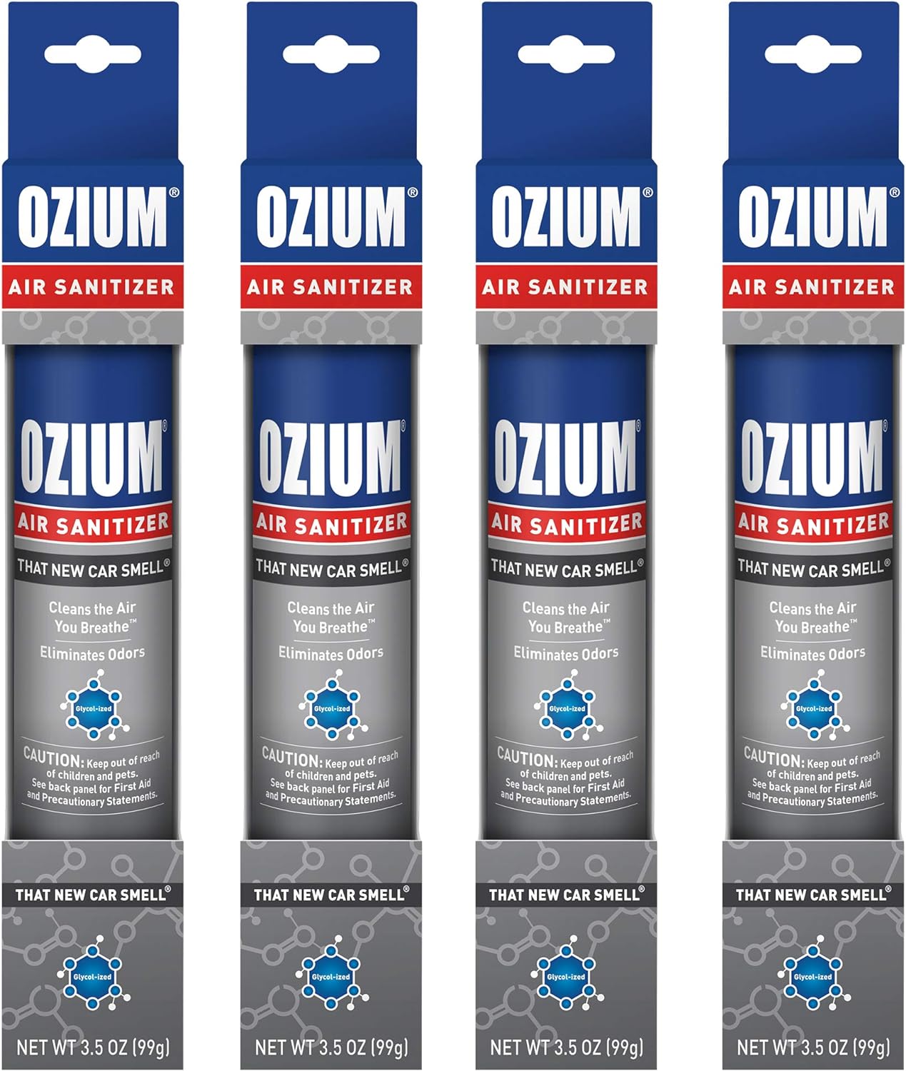Ozium 3.5 Oz. Air Sanitizer & Odor Eliminator for Homes, Cars, Offices and More, New Car Scent, 4 Pack (OZM-22-4)